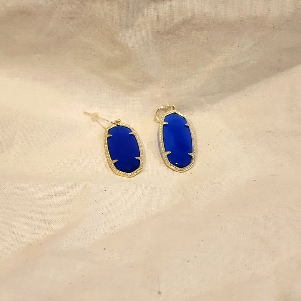 Kendra Scott Earrings Elle Gold Drop Earrings in Cobalt Blue